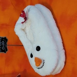 Winter Wishes Snowman Houseshoes Slippers New White Fluffy